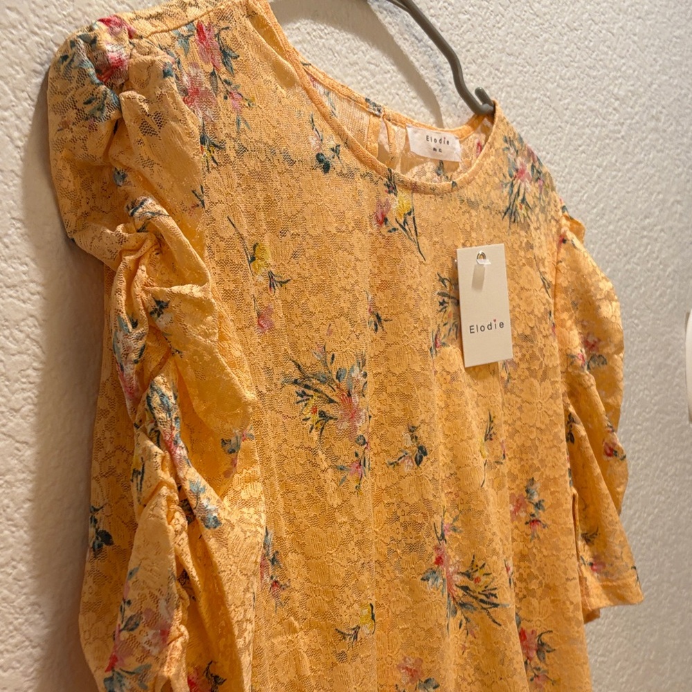 Anthropologie Elodie Peach Floral Lace Blouse NWOT! - Picture 3 of 10